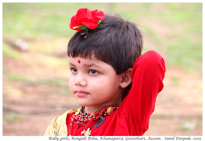 Baby girls with flowers, Khanapara, Guwahati, Assam, India - Images by Sunil Deepak