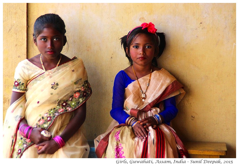 Girls dressed in sari, Guwahati, Assam, India - Images by Sunil Deepak