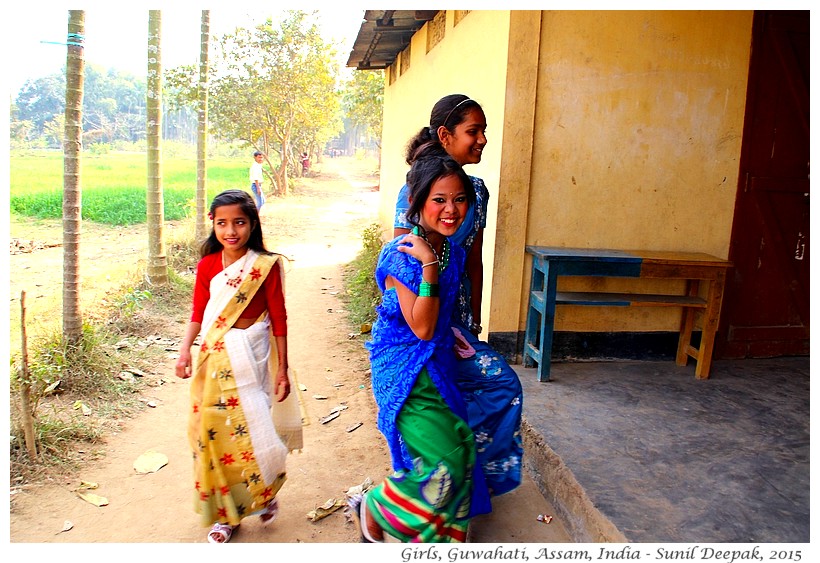 Girls dressed in sari, Guwahati, Assam, India - Images by Sunil Deepak