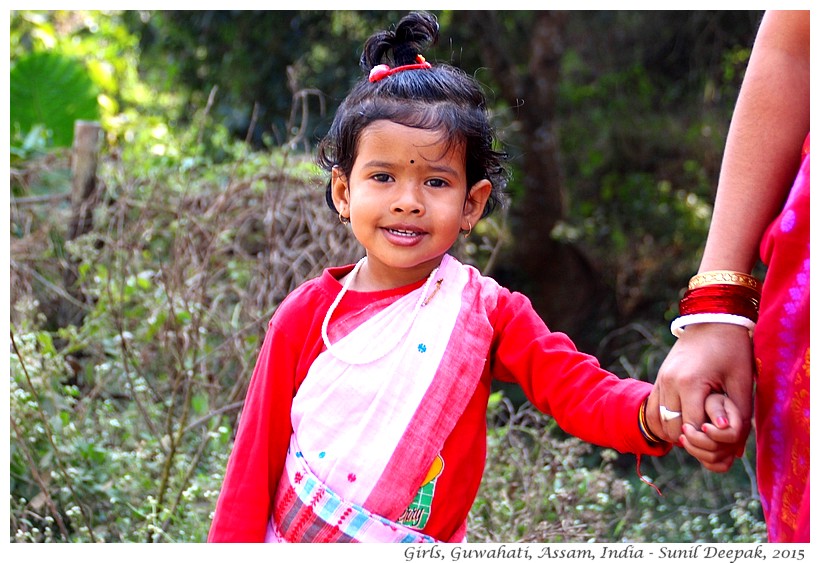 Girls dressed in sari, Guwahati, Assam, India - Images by Sunil Deepak