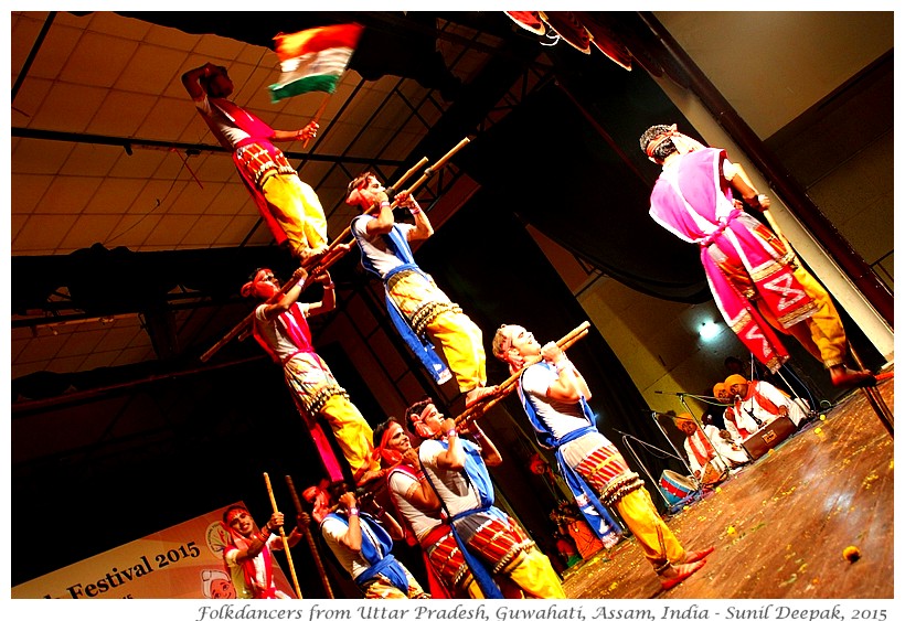 Indian flag, UP folk dance, Guwahati, India - Images by Sunil Deepak