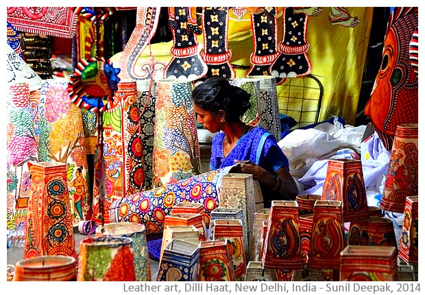 Leather art, Dilli Haat, Delhi India - images by Sunil Deepak, 2014