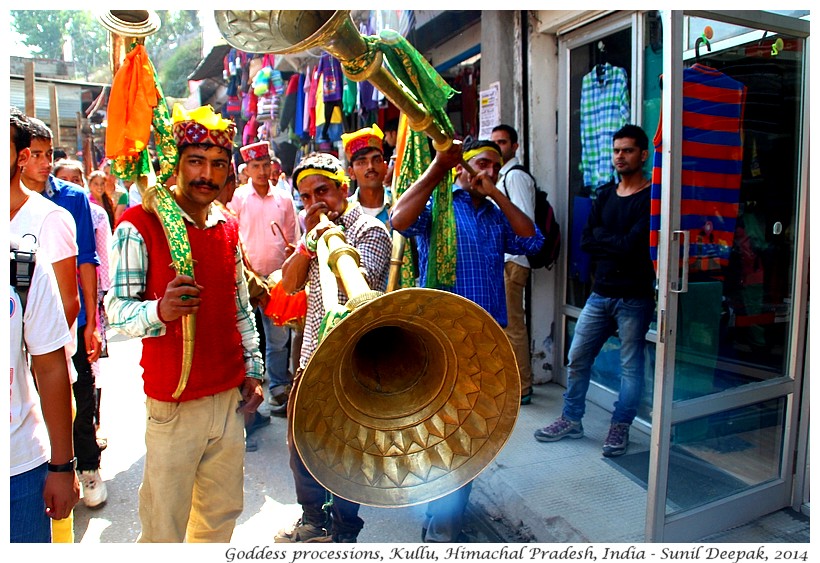 Musicians in goddess processions, Kullu, Himachal Pradesh, India - Images by Sunil Deepak