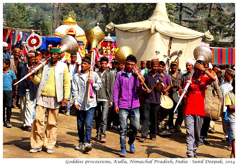 Musicians in goddess processions, Kullu, Himachal Pradesh, India - Images by Sunil Deepak