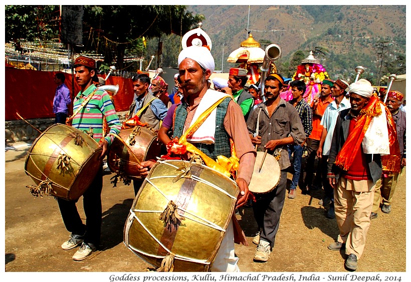 Musicians in goddess processions, Kullu, Himachal Pradesh, India - Images by Sunil Deepak