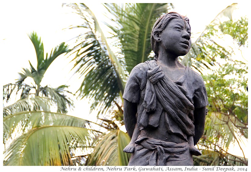 Nehru with children terracotta statues, Guwahati, Assam, India - Images by Sunil Deepak, 2014