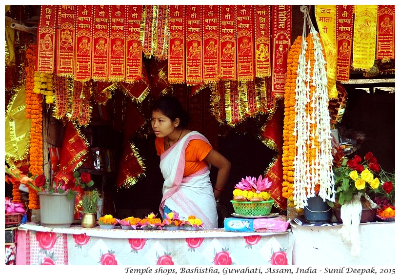 Temple shops, Bashistha, Guwahati, Assam, India - Images by Sunil Deepak