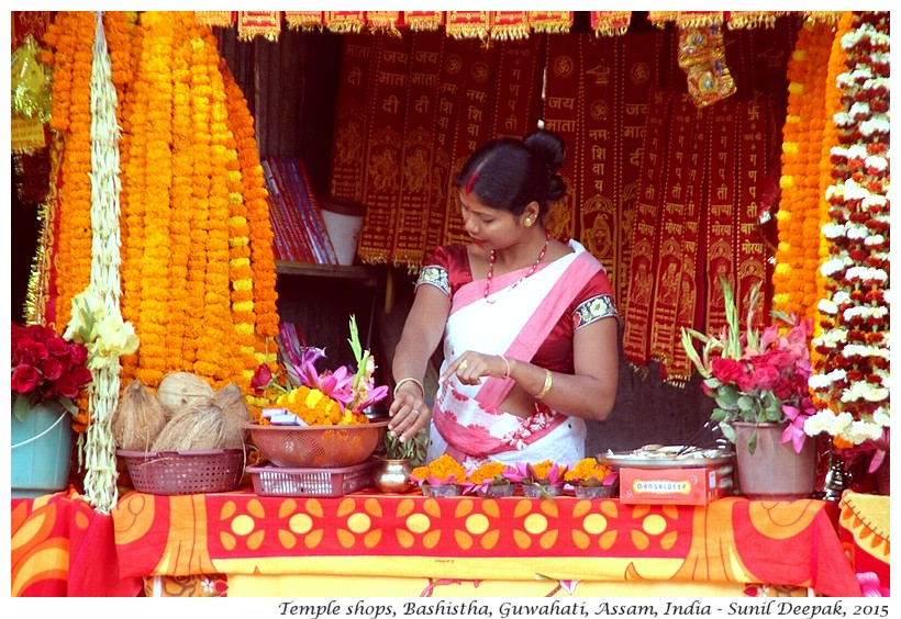 Temple shops, Bashistha, Guwahati, Assam, India - Images by Sunil Deepak