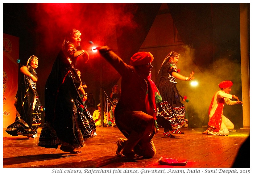 Rajasthan folk dance with holi colours, in a festival in Assam, India - Images by Sunil Deepak