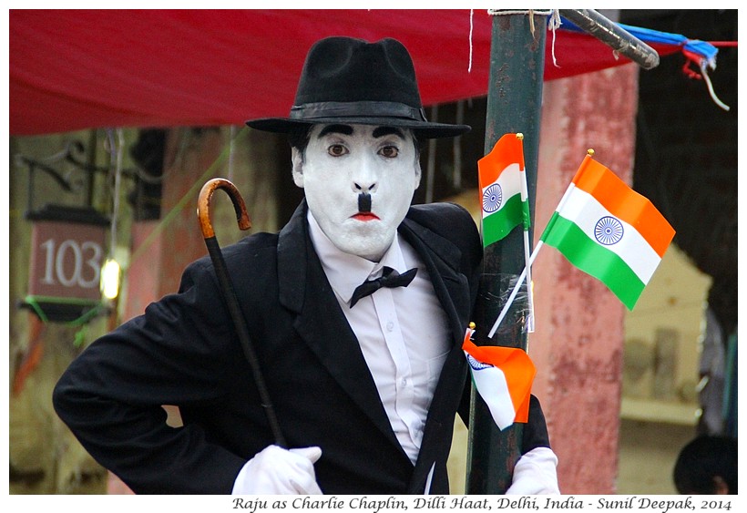 Raju as Charlie Chaplin, Dilli Haat, Delhi, India - Images by Sunil Deepak
