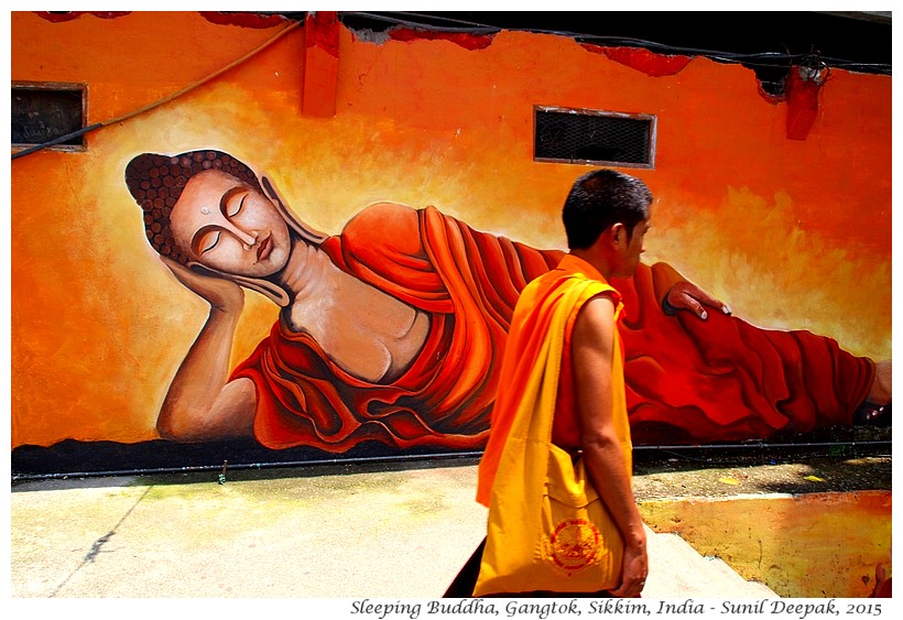 Sleeping Buddha street art, Gangtok, Sikkim, India - Images by Sunil Deepak
