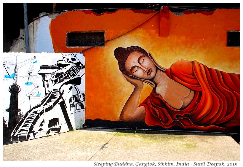 Sleeping Buddha street art, Gangtok, Sikkim, India - Images by Sunil Deepak