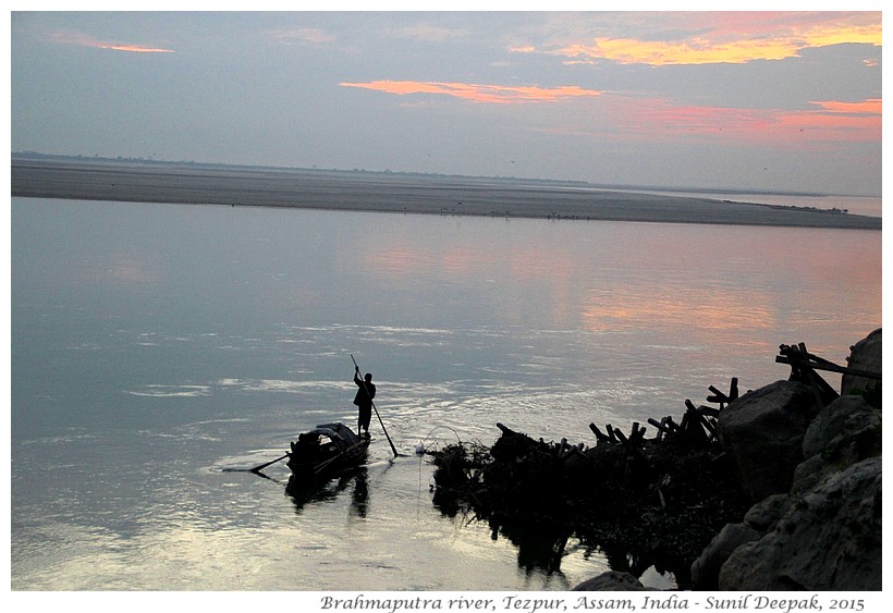 Sunset on Brahmaputra river, Tezpur, Assam, India - Images by Sunil Deepak, 2015