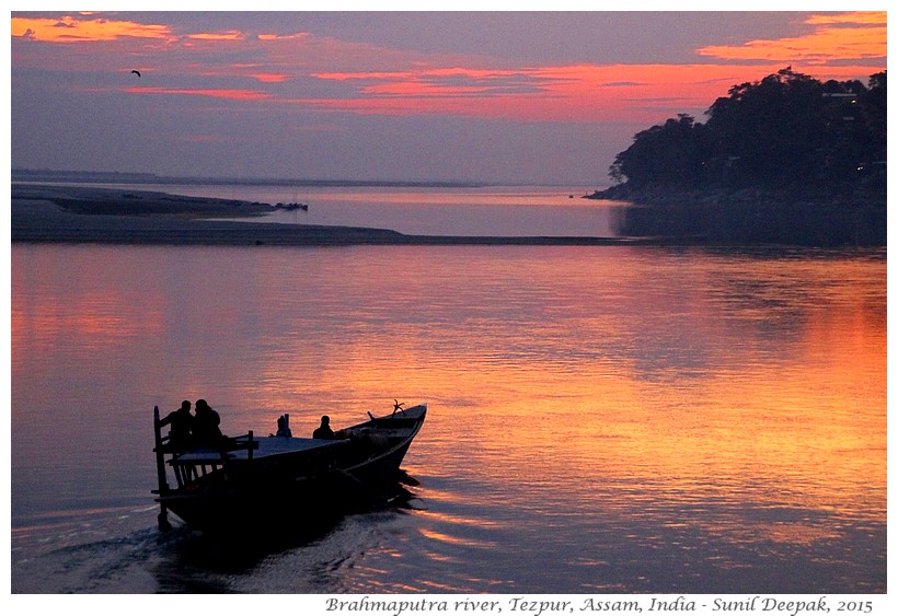 Sunset on Brahmaputra river, Tezpur, Assam, India - Images by Sunil Deepak, 2015