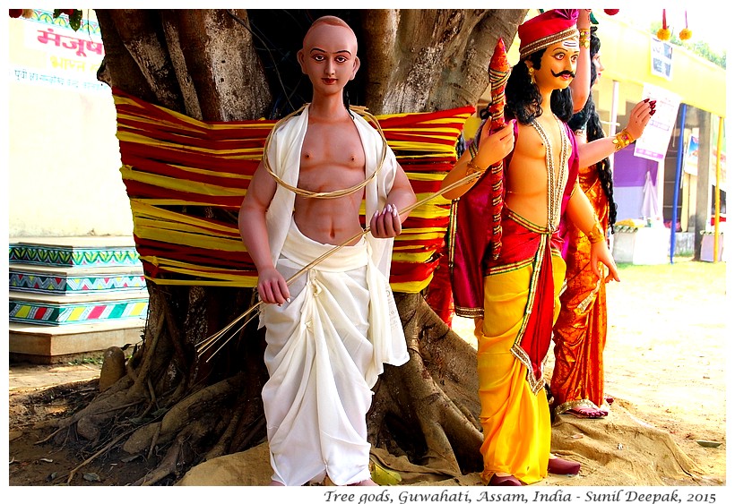 Devta statues under a tree, Guwahati, Assam, India - Images by Sunil Deepak, 2015