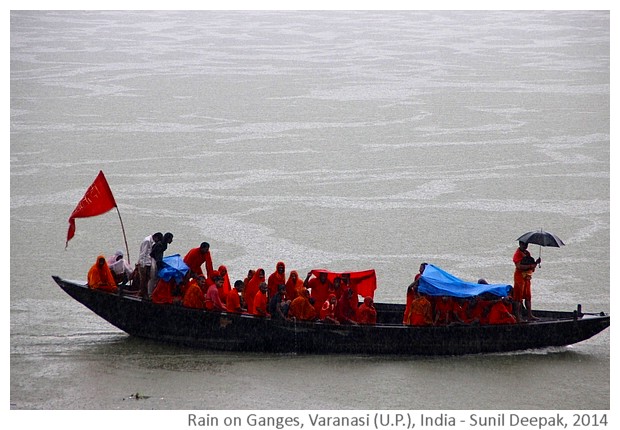 Rain on Ganges, Varanasi (U.P.), India - images by Sunil Deepak, 2014