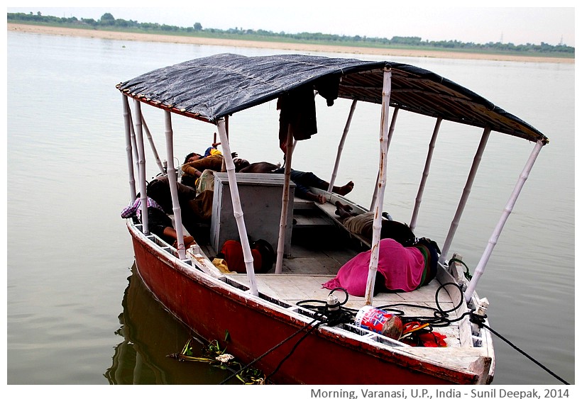 Boats, Varanasi in morning, India - Images by Sunil Deepak, 2014