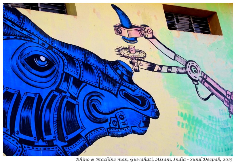 Save Rhino street art by Yantr, Guwahati, Assam, India - Images by Sunil Deepak