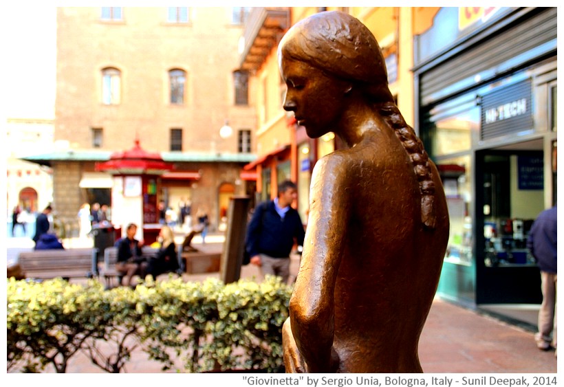 Young woman, scultpure by Sergio Unia, Bologna, Italy - Images by Sunil Deepak, 2014