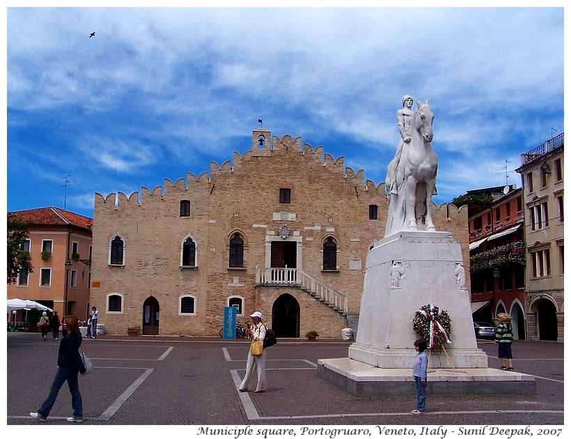 Horseman sculpture, Municiple square, Portogruaro, Italy - Images by Sunil Deepak