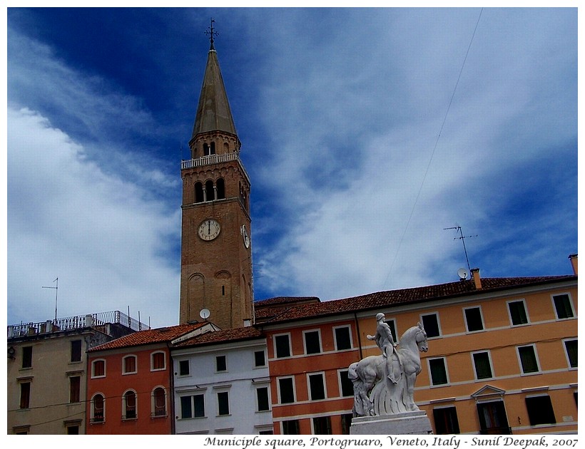 Horseman sculpture, Municiple square, Portogruaro, Italy - Images by Sunil Deepak