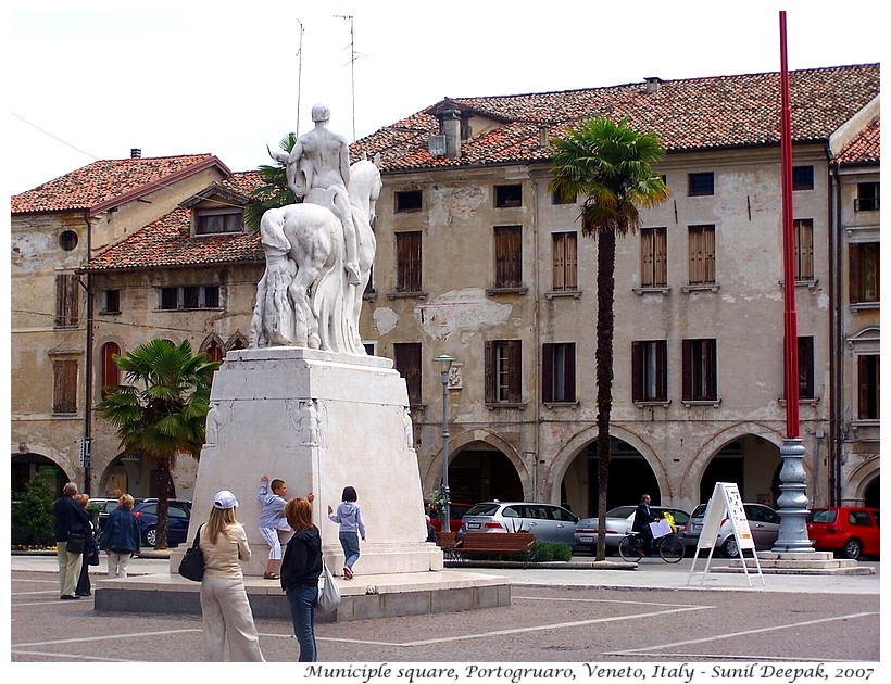 Horseman sculpture, Municiple square, Portogruaro, Italy - Images by Sunil Deepak