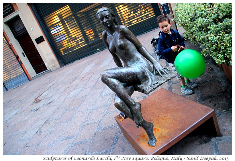 Sculptures of Leonardo Lucchi in IV Nov square, Bologna, Italy - Images by Sunil Deepak