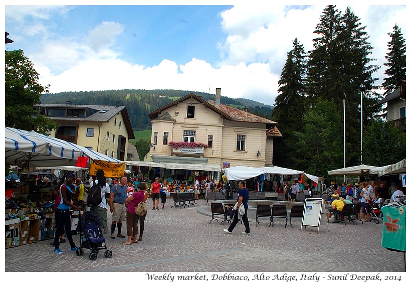 Weekly market, Dobbiaco, Alto Adige, Italy - Images by Sunil Deepak