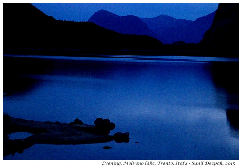 Evening, Molveno lake, Trento, Italy - Images by Sunil Deepak