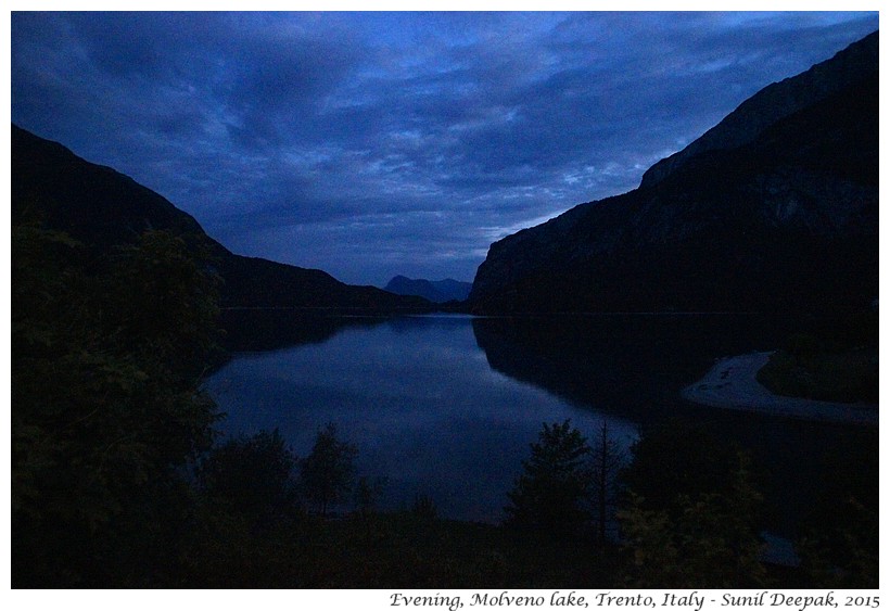 Evening, Molveno lake, Trento, Italy - Images by Sunil Deepak