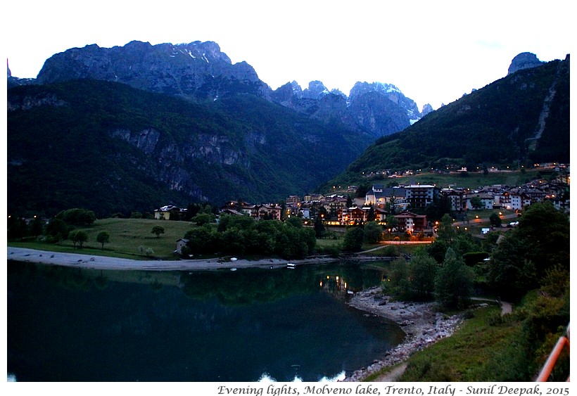 Evening lights, Molveno lake, Trento, Italy - Images by Sunil Deepak