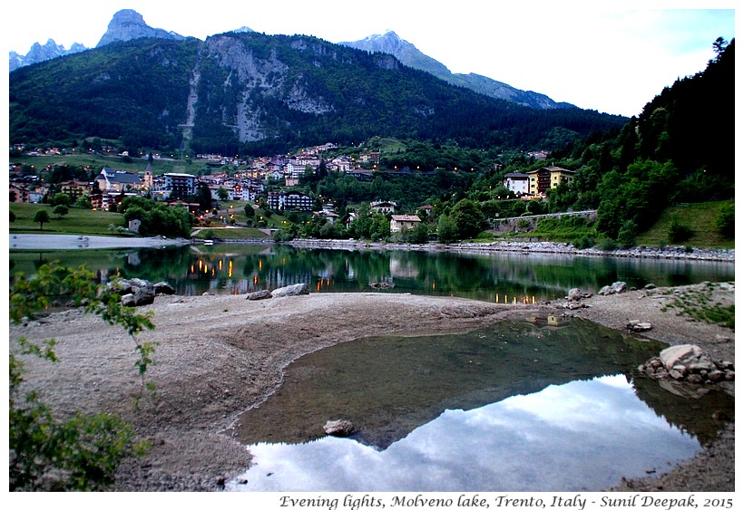 Evening lights, Molveno lake, Trento, Italy - Images by Sunil Deepak