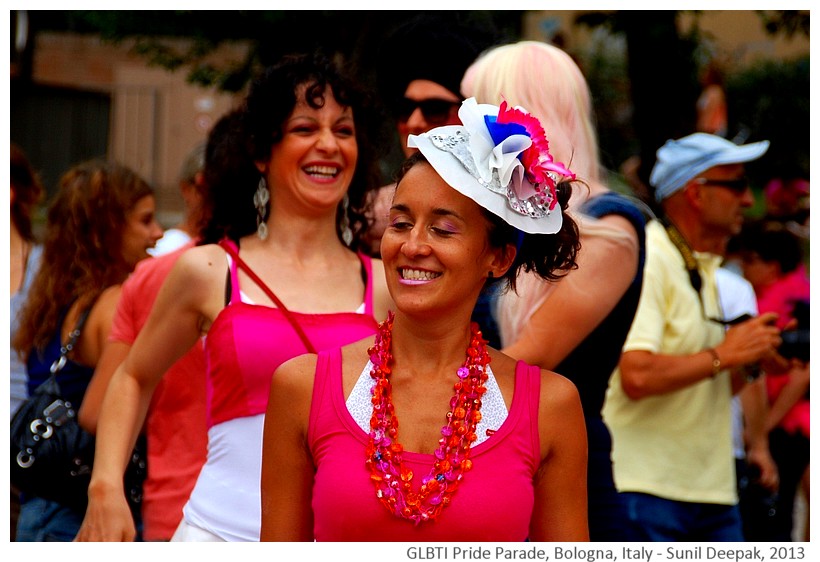 Pink dancers, GLBTI Pride parade, Bologna, Italy - Images by Sunil Deepak, 2013