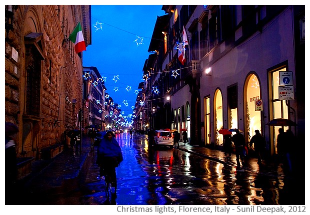 Christmas lights, Florence, Italy - images by Sunil Deepak, 2012