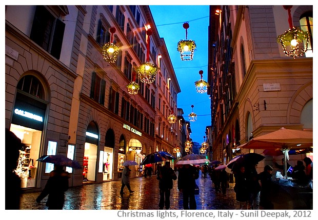 Christmas lights, Florence, Italy - images by Sunil Deepak, 2012