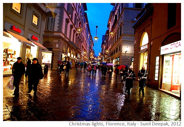 Christmas lights, Florence, Italy - images by Sunil Deepak, 2012