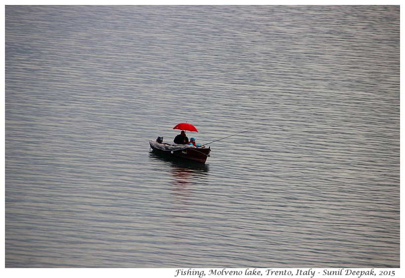 Fishing, lake Molveno, Trento, Italy - Images by Sunil Deepak