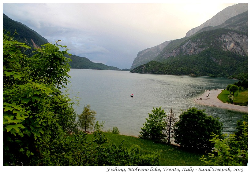 Fishing, lake Molveno, Trento, Italy - Images by Sunil Deepak