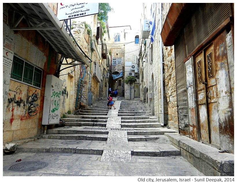 Narrow streets, old city, Jerusalem, Israel - Images by Sunil Deepak, 2014