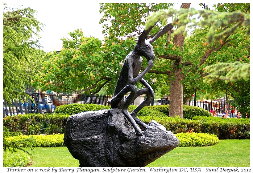 Thinker by Barry Flanagan, Sculpture Garden, Washington DC, USA - Images by Sunil Deepak