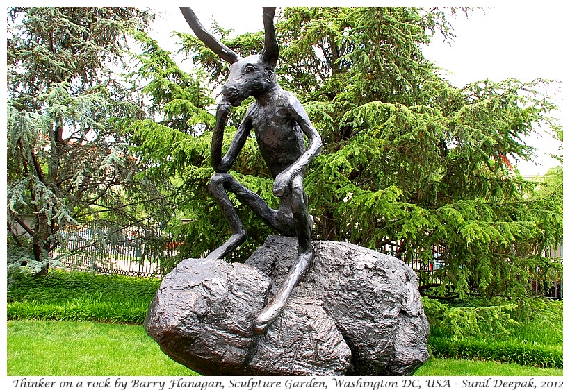 Thinker by Barry Flanagan, Sculpture Garden, Washington DC, USA - Images by Sunil Deepak