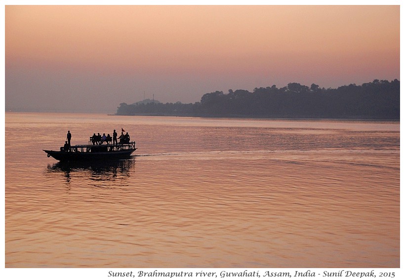 Sunset, Brahmaputra, Assam, India - Images by Sunil Deepak