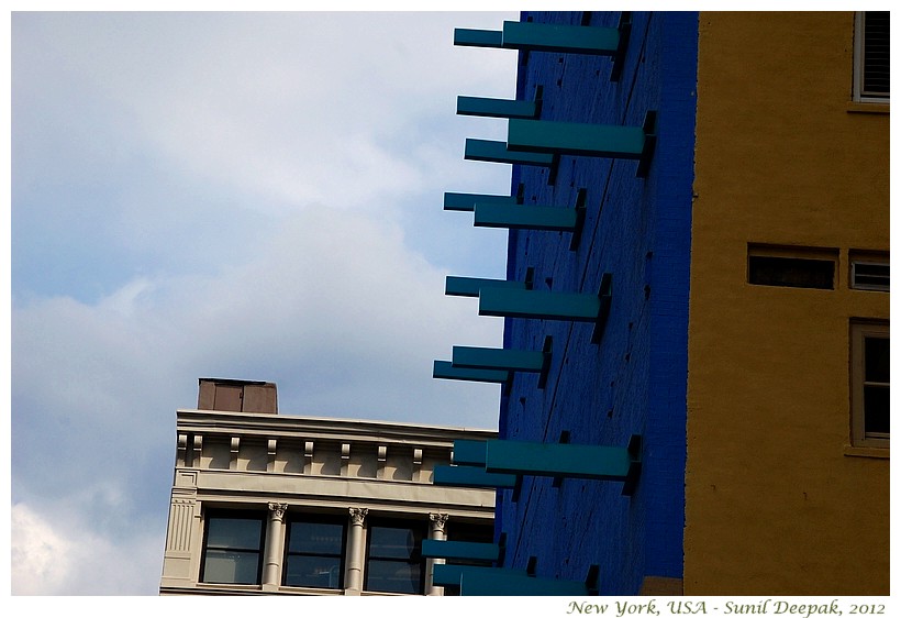 Turkish blue buildings, New York, USA - Images by Sunil Deepak