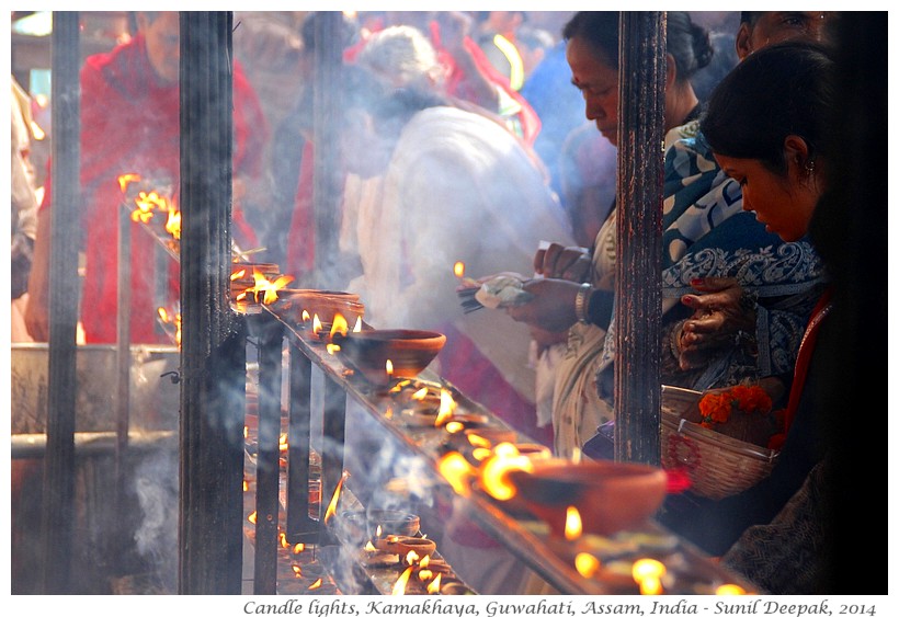 Candle lights, Kamakhaya temple, Guwahati, Assam, India - Images by Sunil Deepak, 2014